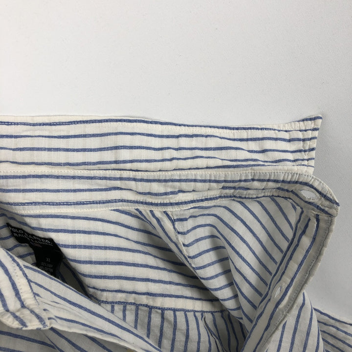 Ralph Lauren POLO JEANS COMPANY Stripe Pattern Short-Sleeve Linen x Cotton Shirt, Men's Size XL (approx.) linen blue type Vintage Second Hand