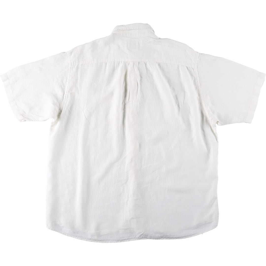 Brooks Brothers Est.1818 Short-Sleeve Linen Box Shirt, Men's Size XL (approx.) linen white type Vintage Second Hand