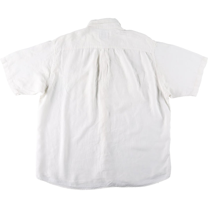 Brooks Brothers Est.1818 Short-Sleeve Linen Box Shirt, Men's Size XL (approx.) linen white type Vintage Second Hand