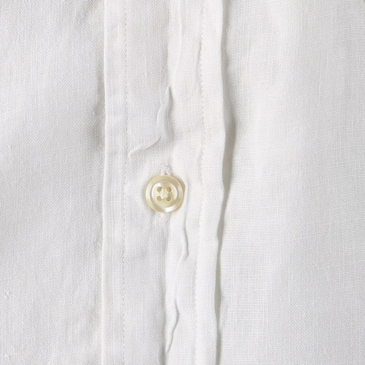 Brooks Brothers Est.1818 Short-Sleeve Linen Box Shirt, Men's Size XL (approx.) linen white type Vintage Second Hand