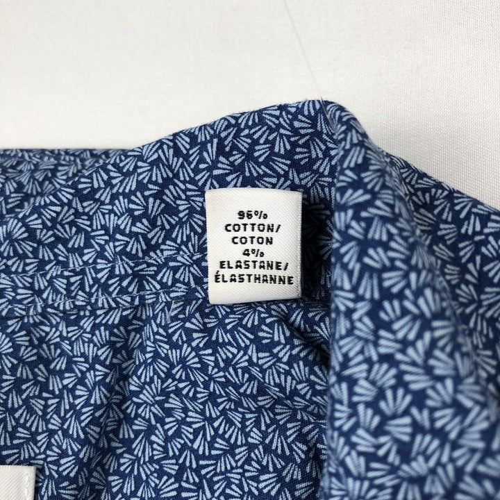 Calvin Klein all-over print wide collar short-sleeved cotton shirt, men's size L (approx.) cotton navy blue type Vintage Second Hand