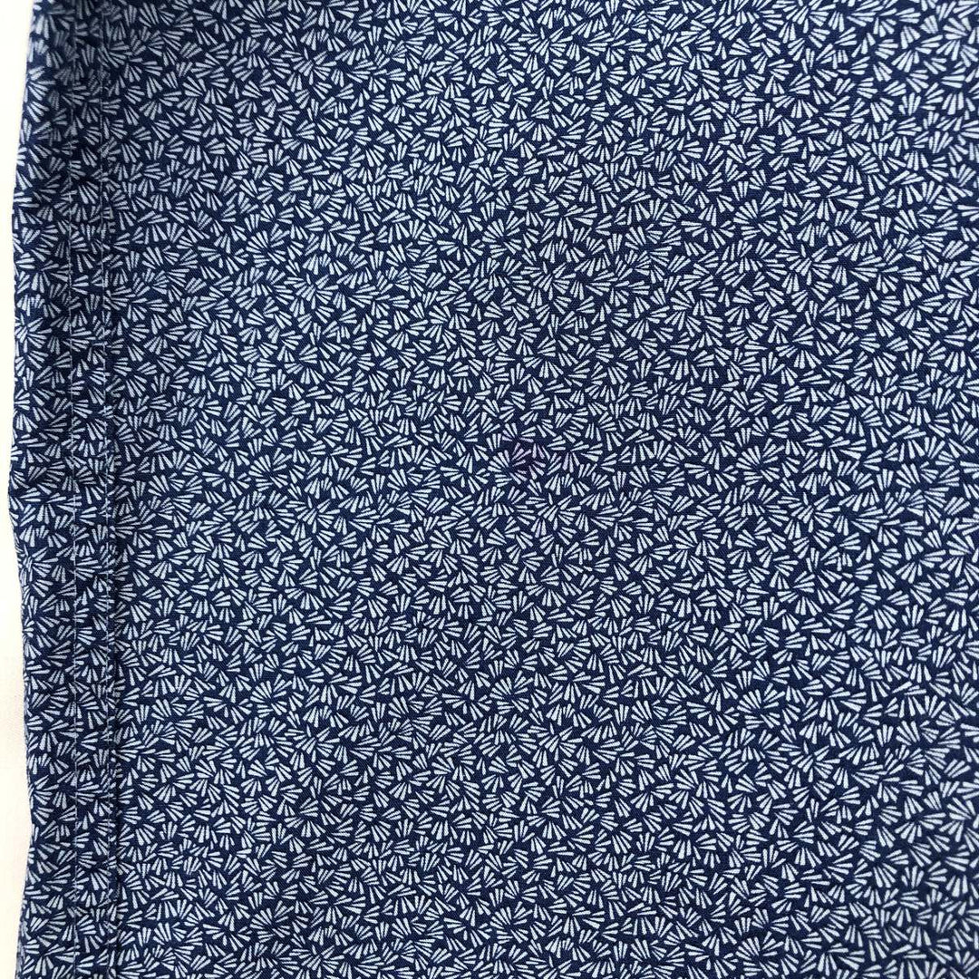 Calvin Klein all-over print wide collar short-sleeved cotton shirt, men's size L (approx.) cotton navy blue type Vintage Second Hand
