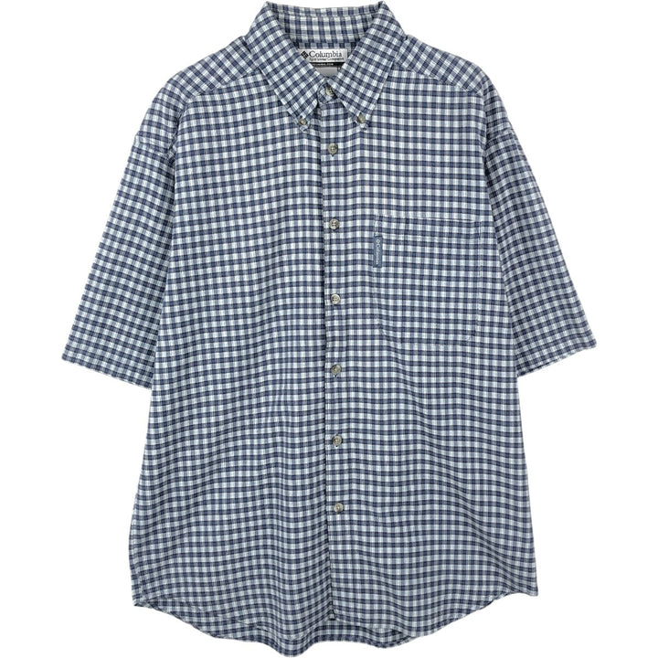 2000'S Columbia Short Sleeve Button-Down Check Shirt, Men's Size Medium cotton blue type Vintage Second Hand