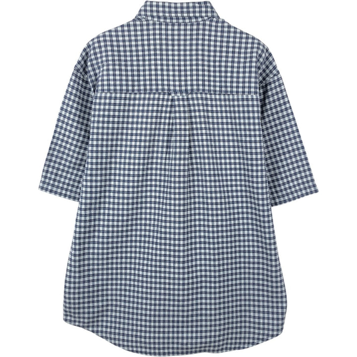 2000'S Columbia Short Sleeve Button-Down Check Shirt, Men's Size Medium cotton blue type Vintage Second Hand