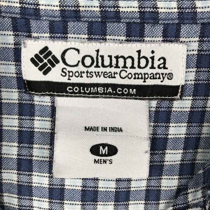 2000'S Columbia Short Sleeve Button-Down Check Shirt, Men's Size Medium cotton blue type Vintage Second Hand