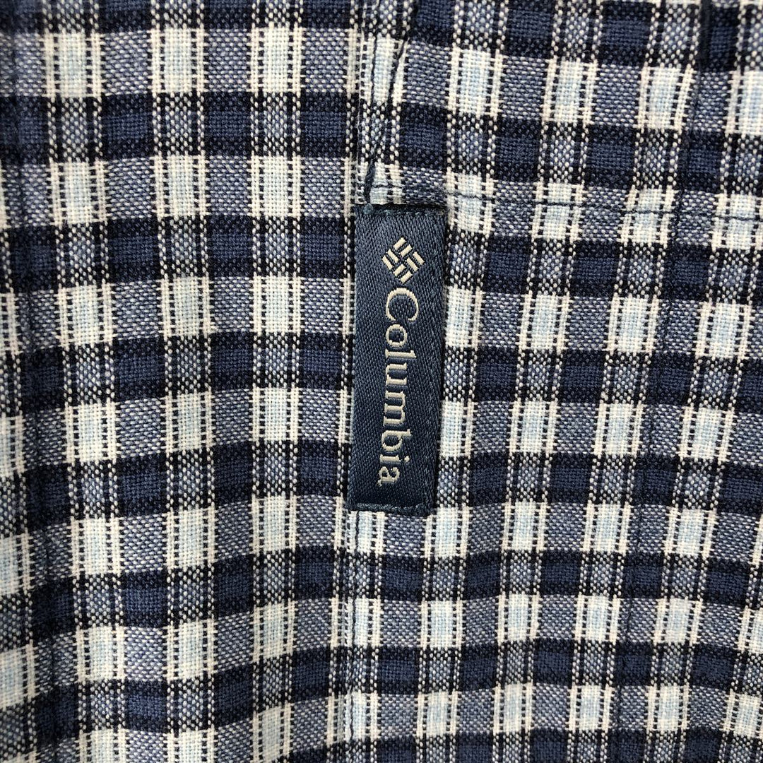 2000'S Columbia Short Sleeve Button-Down Check Shirt, Men's Size Medium cotton blue type Vintage Second Hand