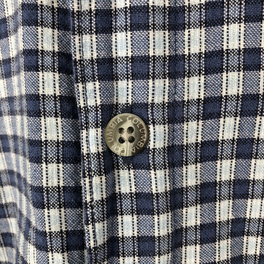 2000'S Columbia Short Sleeve Button-Down Check Shirt, Men's Size Medium cotton blue type Vintage Second Hand