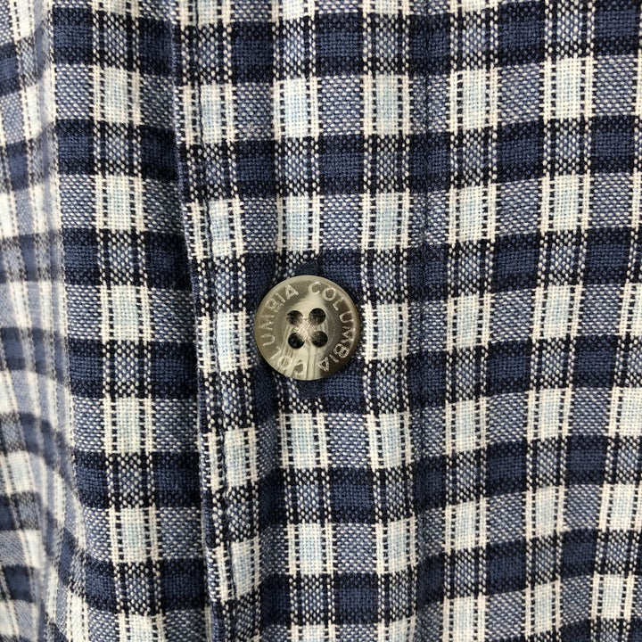 2000'S Columbia Short Sleeve Button-Down Check Shirt, Men's Size Medium cotton blue type Vintage Second Hand