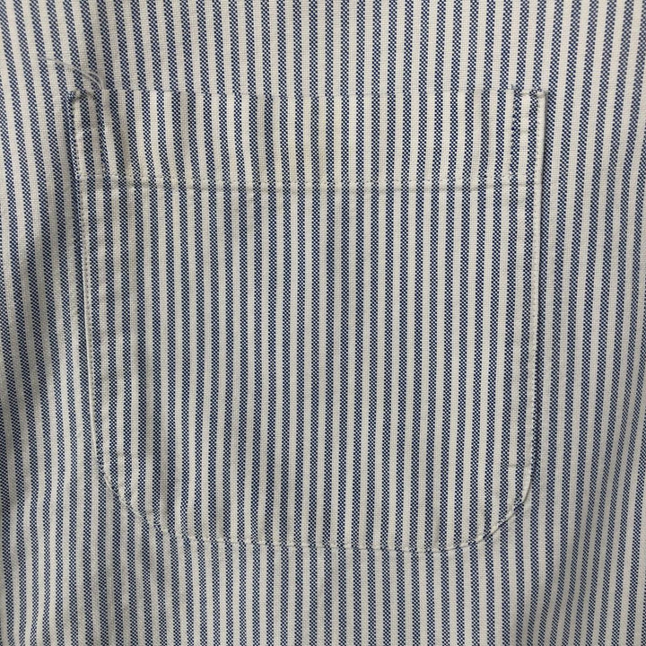 Brooks Brothers Stripe Pattern Short-Sleeve Button-Down Shirt, Made in USA, Men's Size L (approx.) cotton blue type Vintage Second Hand