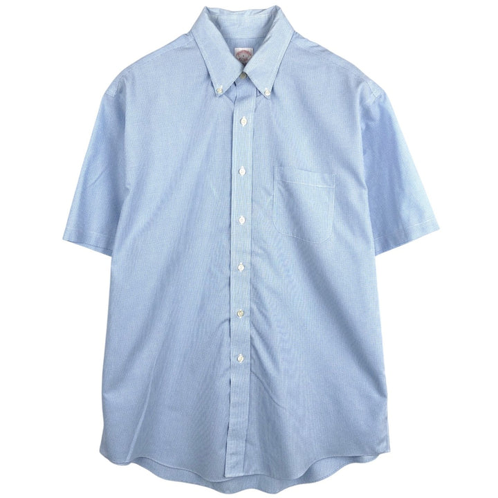 Brooks Brothers Est.1818 Gingham Check Short Sleeve Button Down Check Shirt Men's Size L cotton Blue type light blue Vintage Second Hand