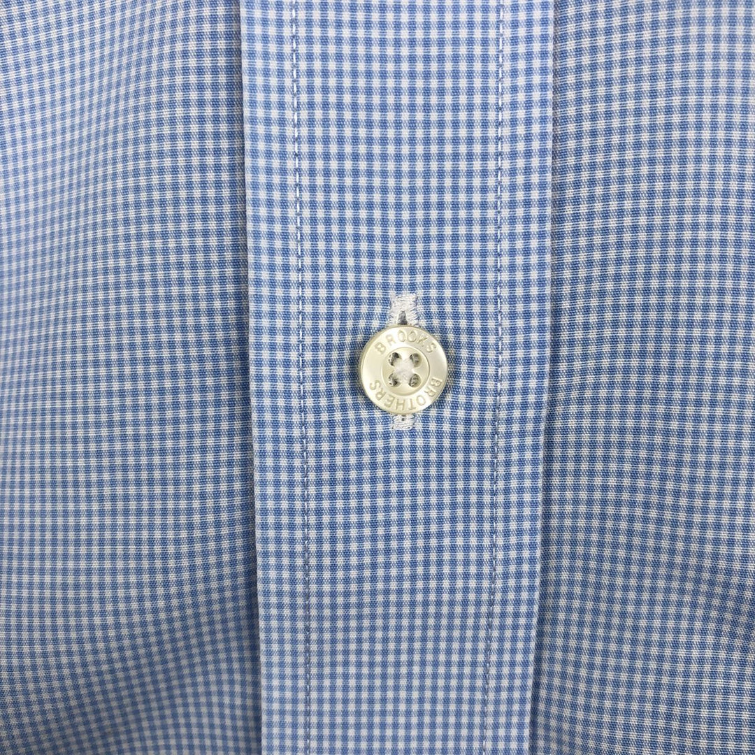 Brooks Brothers Est.1818 Gingham Check Short Sleeve Button Down Check Shirt Men's Size L cotton Blue type light blue Vintage Second Hand