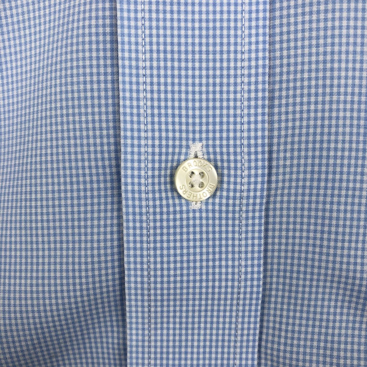 Brooks Brothers Est.1818 Gingham Check Short Sleeve Button Down Check Shirt Men's Size L cotton Blue type light blue Vintage Second Hand