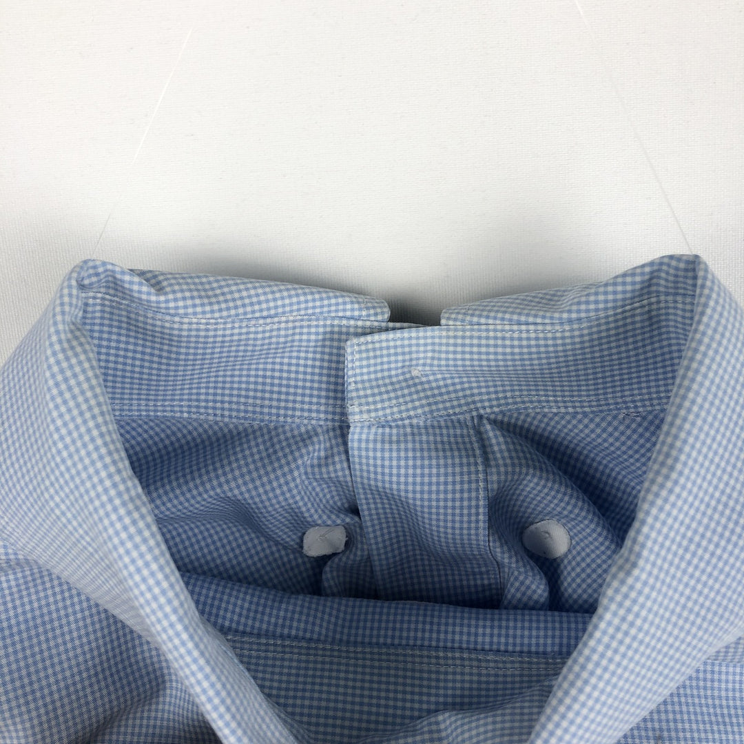 Brooks Brothers Est.1818 Gingham Check Short Sleeve Button Down Check Shirt Men's Size L cotton Blue type light blue Vintage Second Hand