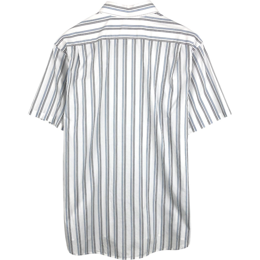 Lacoste Multi-Stripe Short-Sleeve Button-Down Striped Shirt, Men's Size XL (approx.) cotton white type Vintage Second Hand