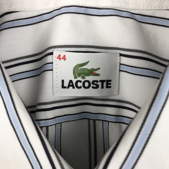 Lacoste Multi-Stripe Short-Sleeve Button-Down Striped Shirt, Men's Size XL (approx.) cotton white type Vintage Second Hand