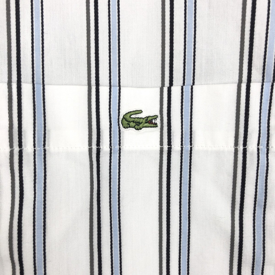 Lacoste Multi-Stripe Short-Sleeve Button-Down Striped Shirt, Men's Size XL (approx.) cotton white type Vintage Second Hand