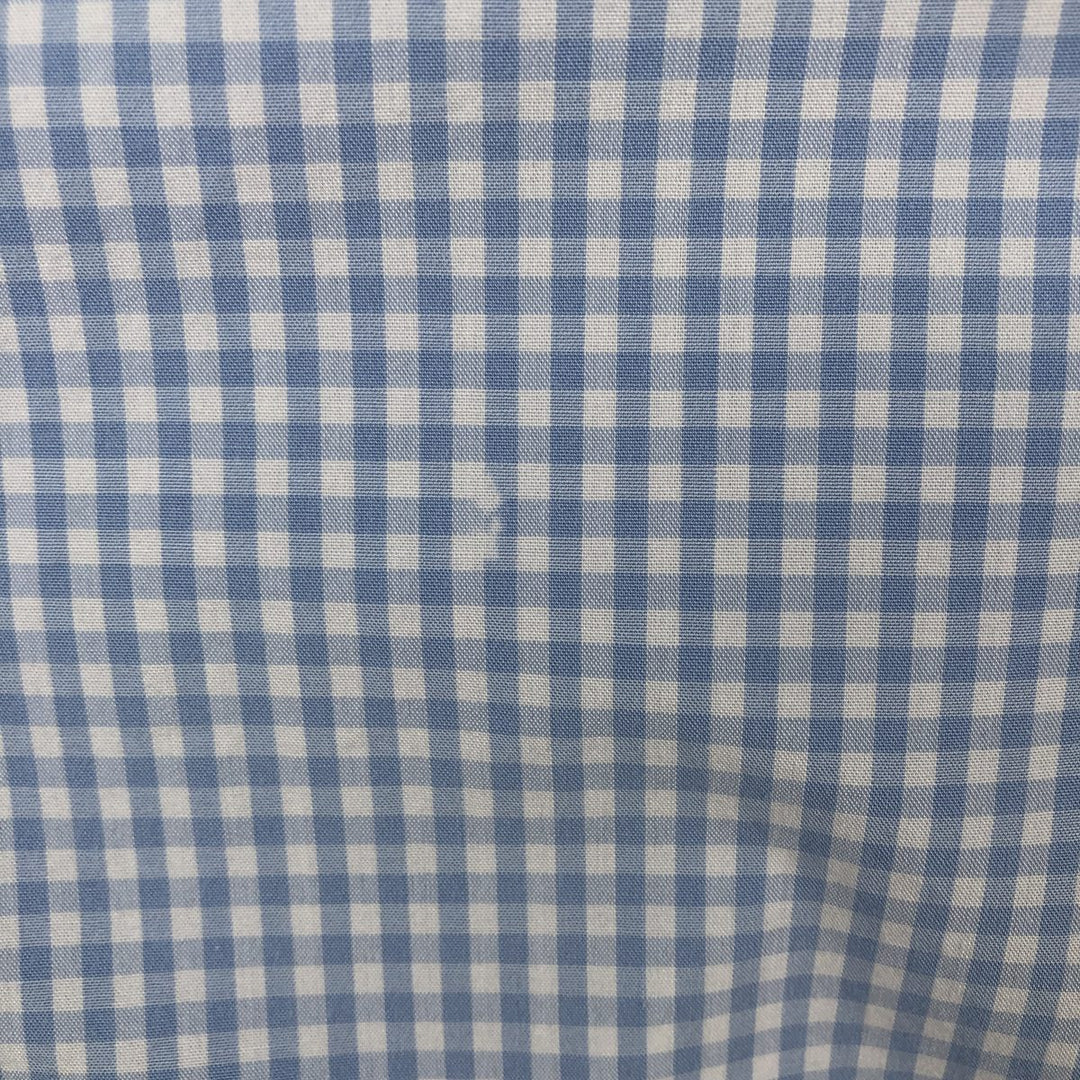 Brooks Brothers 346 Gingham Check Short-Sleeve Button-Down Check Shirt, Men's Size XL (approx.) cotton Blue type light blue Vintage Second Hand