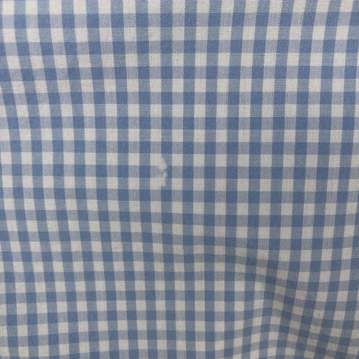 Brooks Brothers 346 Gingham Check Short-Sleeve Button-Down Check Shirt, Men's Size XL (approx.) cotton Blue type light blue Vintage Second Hand