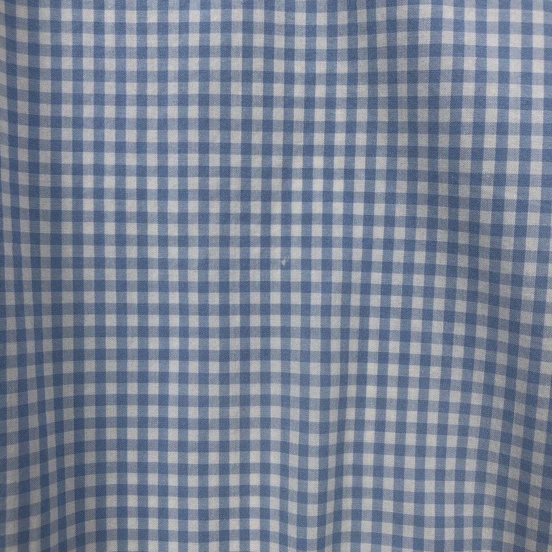 Brooks Brothers 346 Gingham Check Short-Sleeve Button-Down Check Shirt, Men's Size XL (approx.) cotton Blue type light blue Vintage Second Hand