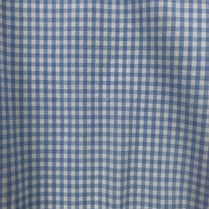 Brooks Brothers 346 Gingham Check Short-Sleeve Button-Down Check Shirt, Men's Size XL (approx.) cotton Blue type light blue Vintage Second Hand