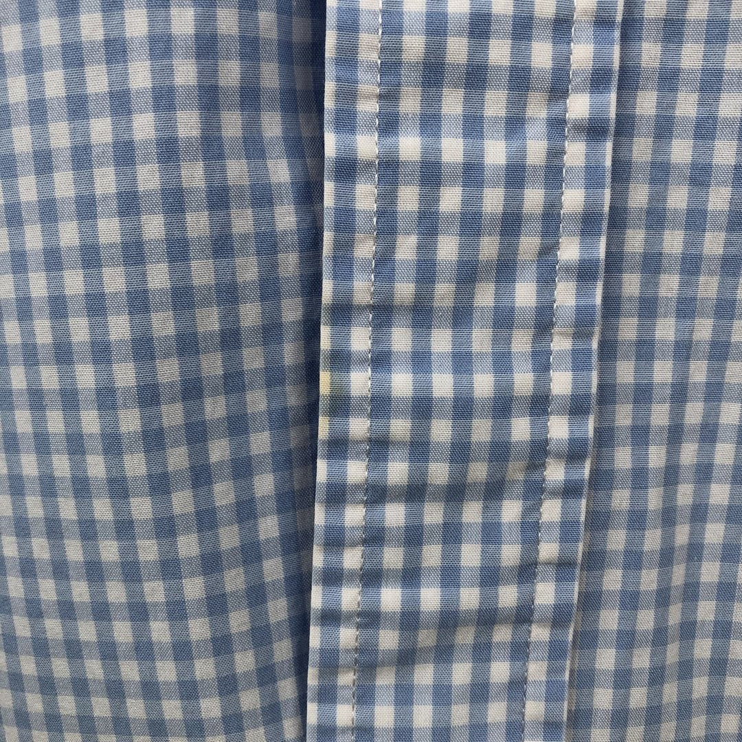 Brooks Brothers 346 Gingham Check Short-Sleeve Button-Down Check Shirt, Men's Size XL (approx.) cotton Blue type light blue Vintage Second Hand