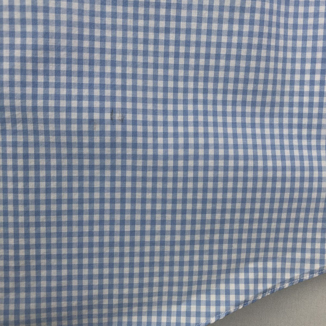 Brooks Brothers 346 Gingham Check Short-Sleeve Button-Down Check Shirt, Men's Size XL (approx.) cotton Blue type light blue Vintage Second Hand