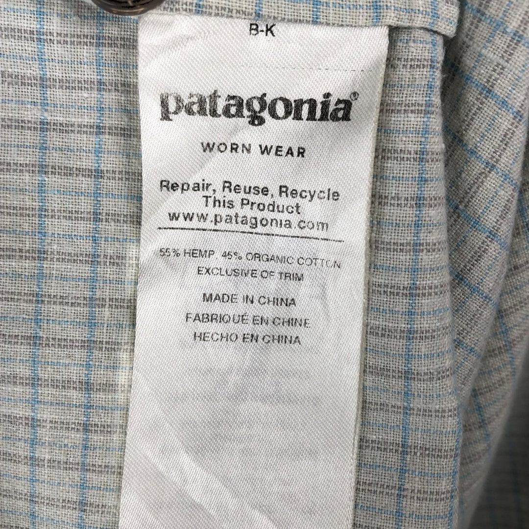 Patagonia Organic Cotton 53139SP19 Backstep Shirt Check Pattern Cotton x Hemp Shirt Box Shirt Hemp Mint green Vintage Second Hand