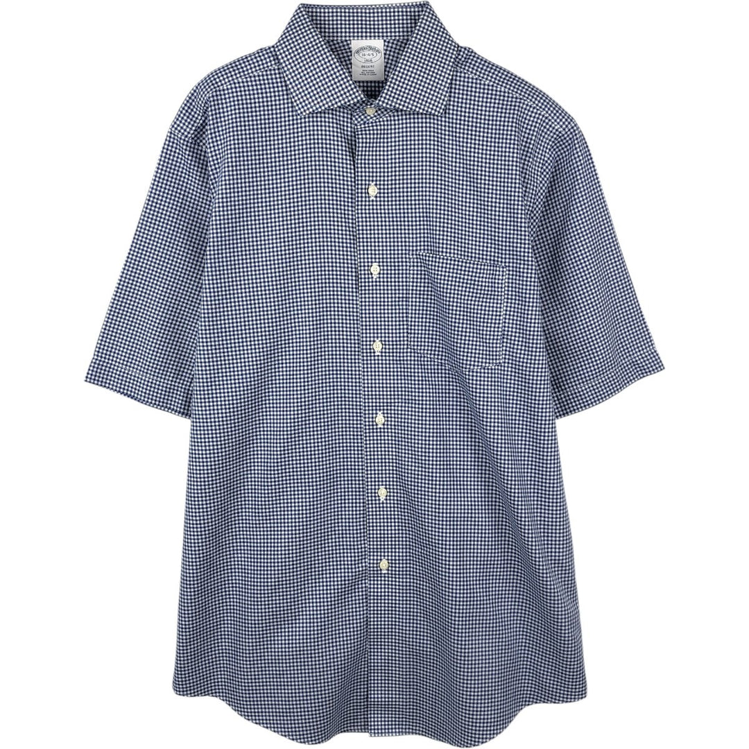 Brooks Brothers 1818 REGENT Gingham Check Short-Sleeve Cotton Check Shirt cotton blue type Vintage Second Hand