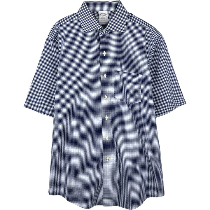Brooks Brothers 1818 REGENT Gingham Check Short-Sleeve Cotton Check Shirt cotton blue type Vintage Second Hand