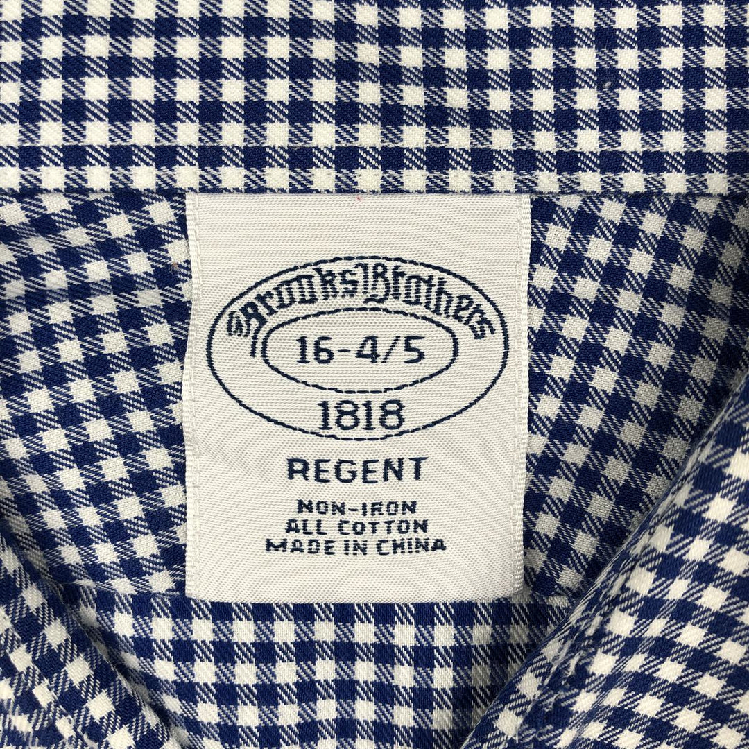 Brooks Brothers 1818 REGENT Gingham Check Short-Sleeve Cotton Check Shirt cotton blue type Vintage Second Hand