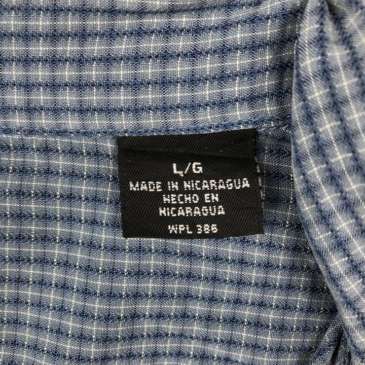 Haggar Performance Wear Check Pattern Short-Sleeve Open Collar Rayon Shirt Box Shirt Men's Size L Rayon blue type Vintage Second Hand
