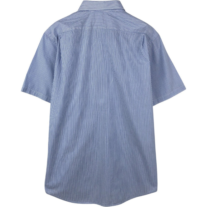 2000s- Lacoste Stripe Pattern Short-Sleeve Button-Down Stripe Shirt, Men's Size M (approx.) unclear blue type Vintage Second Hand