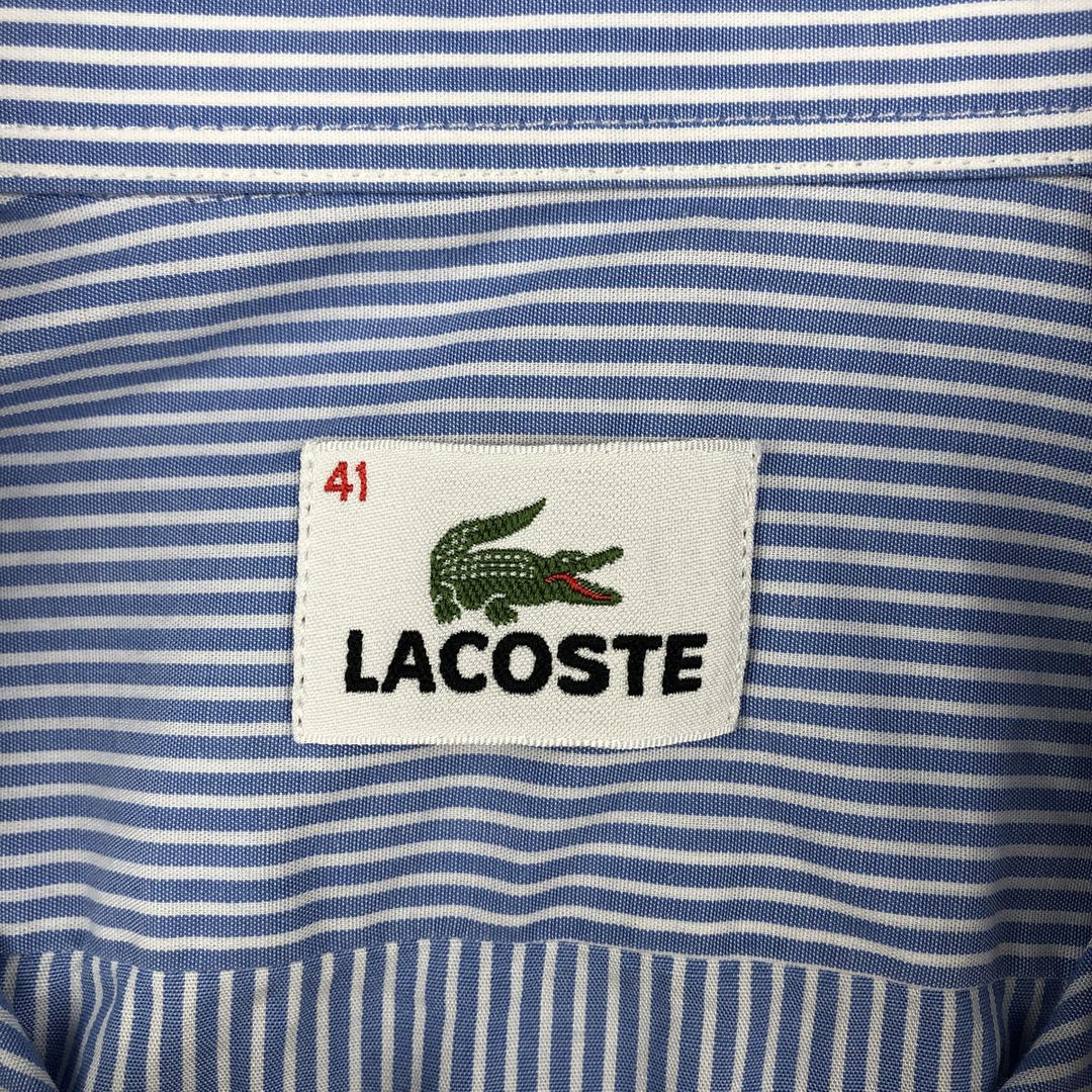 2000s- Lacoste Stripe Pattern Short-Sleeve Button-Down Stripe Shirt, Men's Size M (approx.) unclear blue type Vintage Second Hand