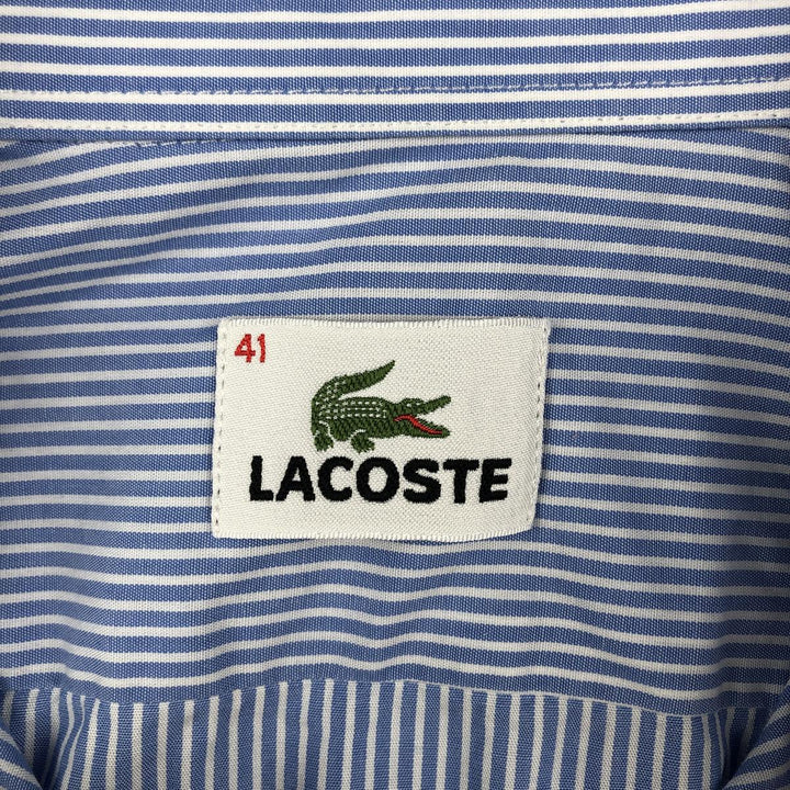 2000s- Lacoste Stripe Pattern Short-Sleeve Button-Down Stripe Shirt, Men's Size M (approx.) unclear blue type Vintage Second Hand