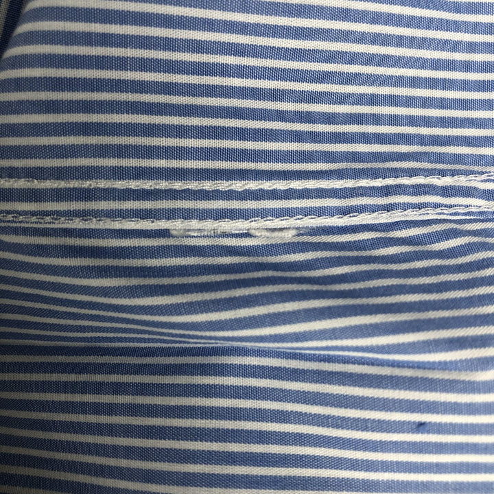 2000s- Lacoste Stripe Pattern Short-Sleeve Button-Down Stripe Shirt, Men's Size M (approx.) unclear blue type Vintage Second Hand