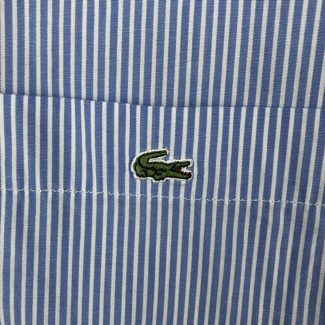 2000s- Lacoste Stripe Pattern Short-Sleeve Button-Down Stripe Shirt, Men's Size M (approx.) unclear blue type Vintage Second Hand