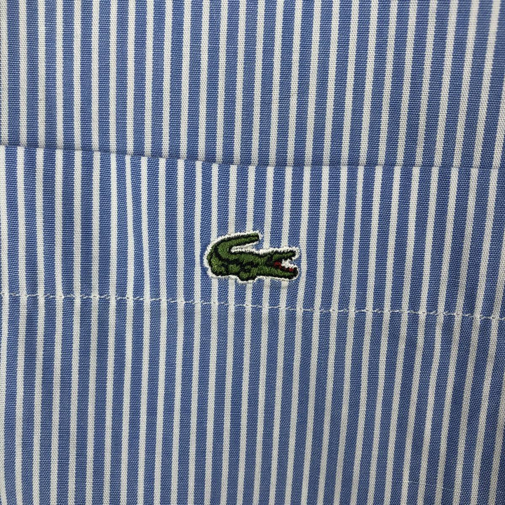 2000s- Lacoste Stripe Pattern Short-Sleeve Button-Down Stripe Shirt, Men's Size M (approx.) unclear blue type Vintage Second Hand