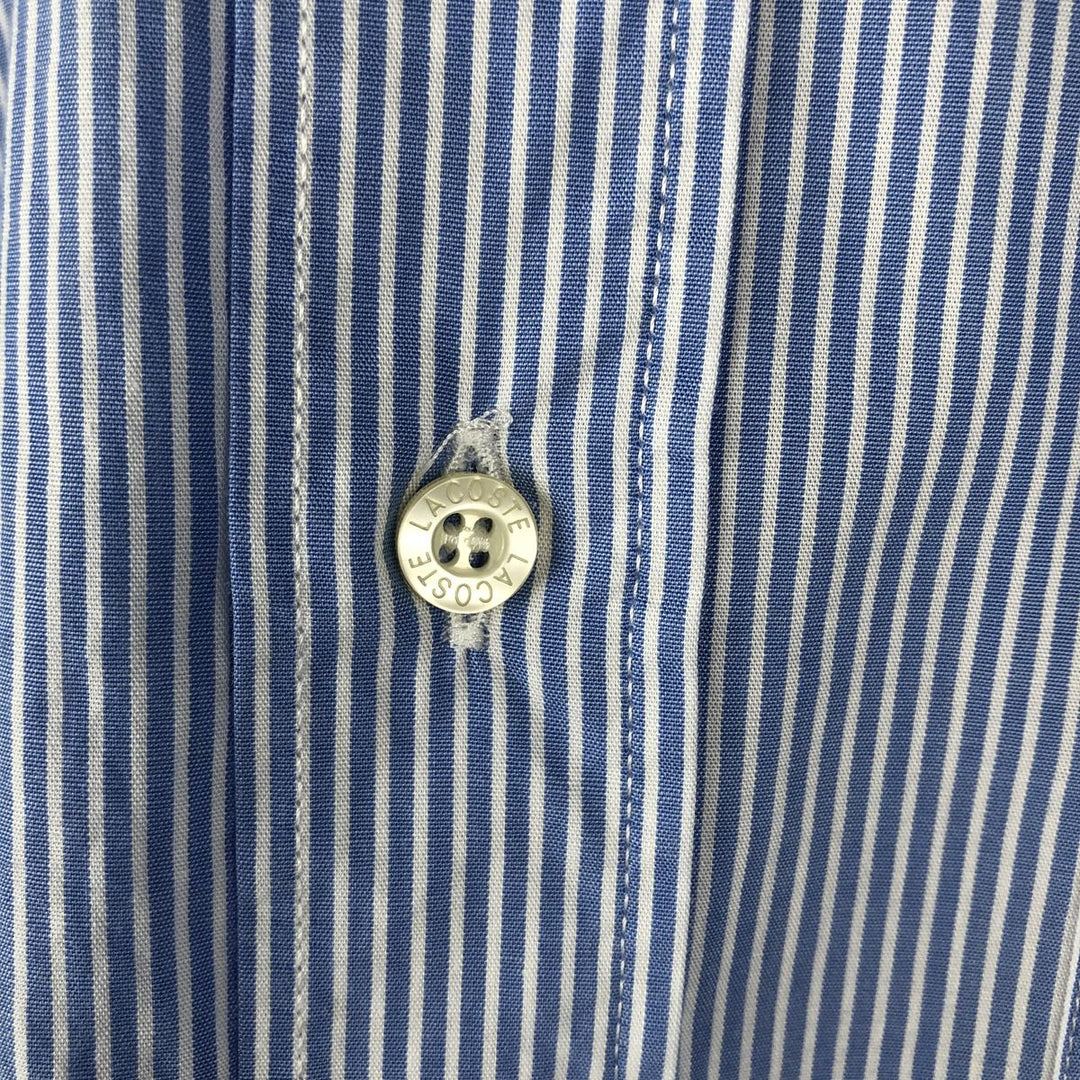 2000s- Lacoste Stripe Pattern Short-Sleeve Button-Down Stripe Shirt, Men's Size M (approx.) unclear blue type Vintage Second Hand