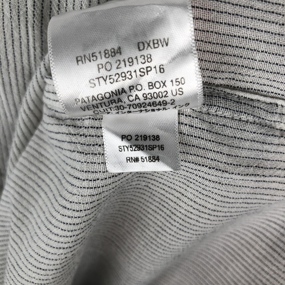 Patagonia Organic Cotton 52931SP16 Stairsman Shirt, Short Sleeve, Cotton Stripe Shirt, Boxy Shirt Organic cotton Beige type Vintage Second Hand