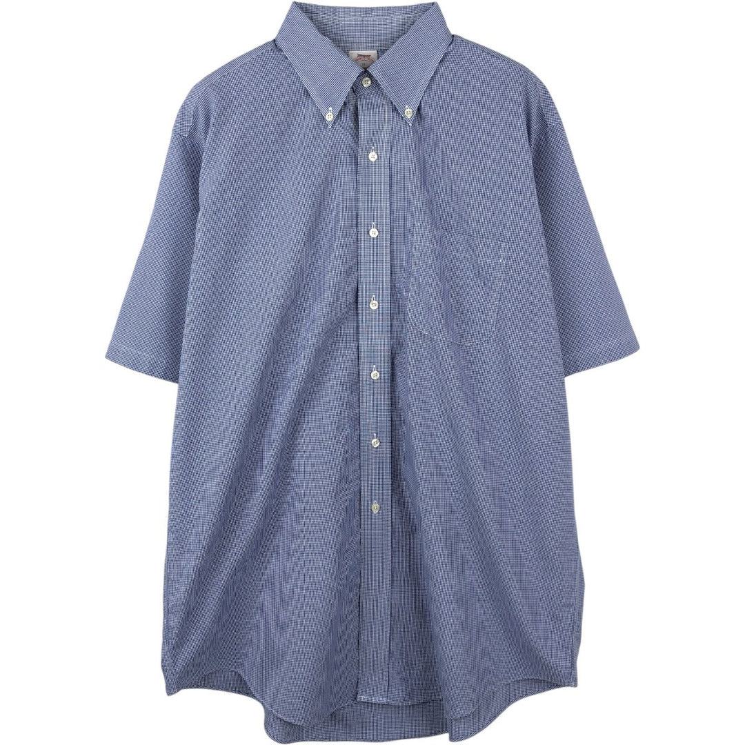 Brooks Brothers Est.1818 Short Sleeve Button-Down Check Shirt, Men's XL cotton blue type Vintage Second Hand