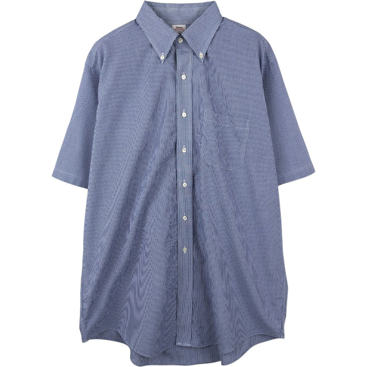 Brooks Brothers Est.1818 Short Sleeve Button-Down Check Shirt, Men's XL cotton blue type Vintage Second Hand