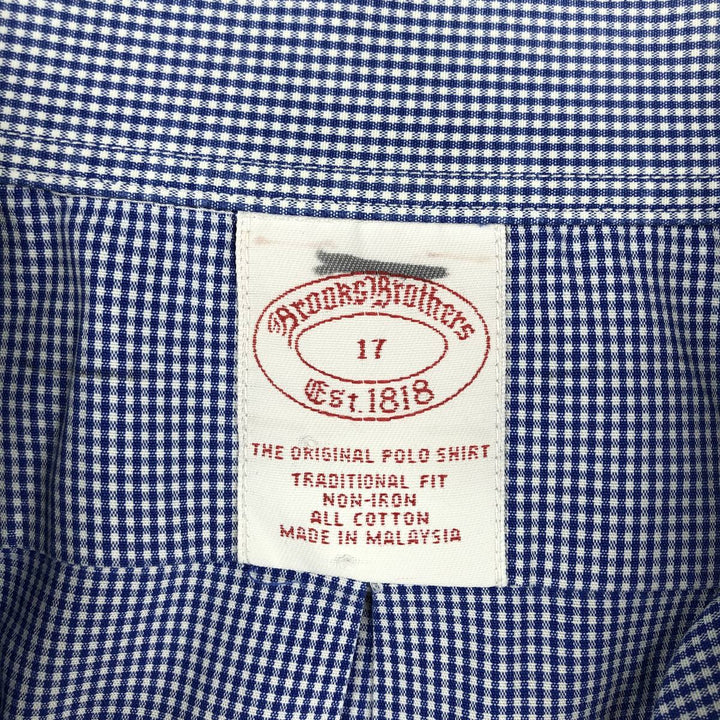 Brooks Brothers Est.1818 Short Sleeve Button-Down Check Shirt, Men's XL cotton blue type Vintage Second Hand