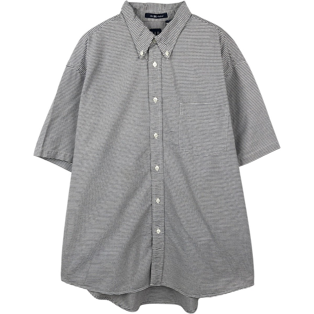 90'S GAP Old GAP The BIG Oxford Short-Sleeve Button-Down Check Shirt Men's XL (approx.) Vintage cotton Charcoal Vintage Second Hand