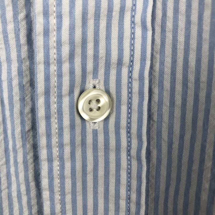 Brooks Brothers 1818 REGENT All-over print seersucker short-sleeve button-down striped shirt, men's size M (approx.) cotton blue type Vintage Second Hand