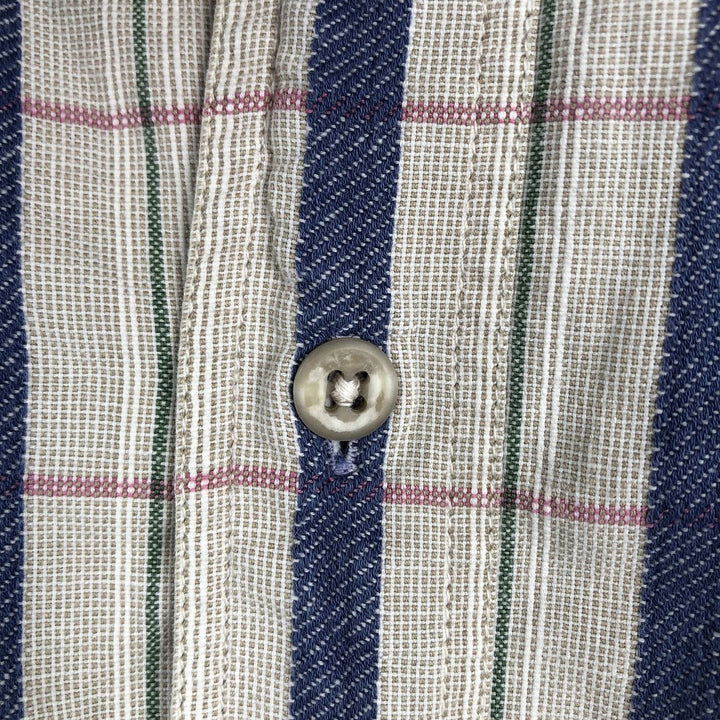 Vintage 80s-90'S Eddie Bauer Black Tag Short Sleeve Cotton Check Shirt, Men's Size XL cotton Beige type Vintage Second Hand