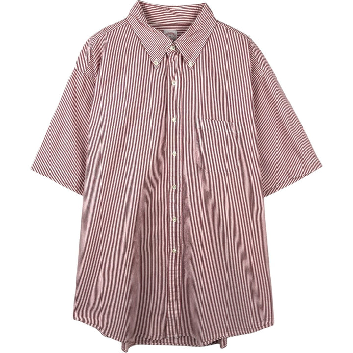 Brooks Brothers 346 Seersucker Short-Sleeve Button-Down Striped Shirt, Men's Size XL (approx.) cotton red type Vintage Second Hand