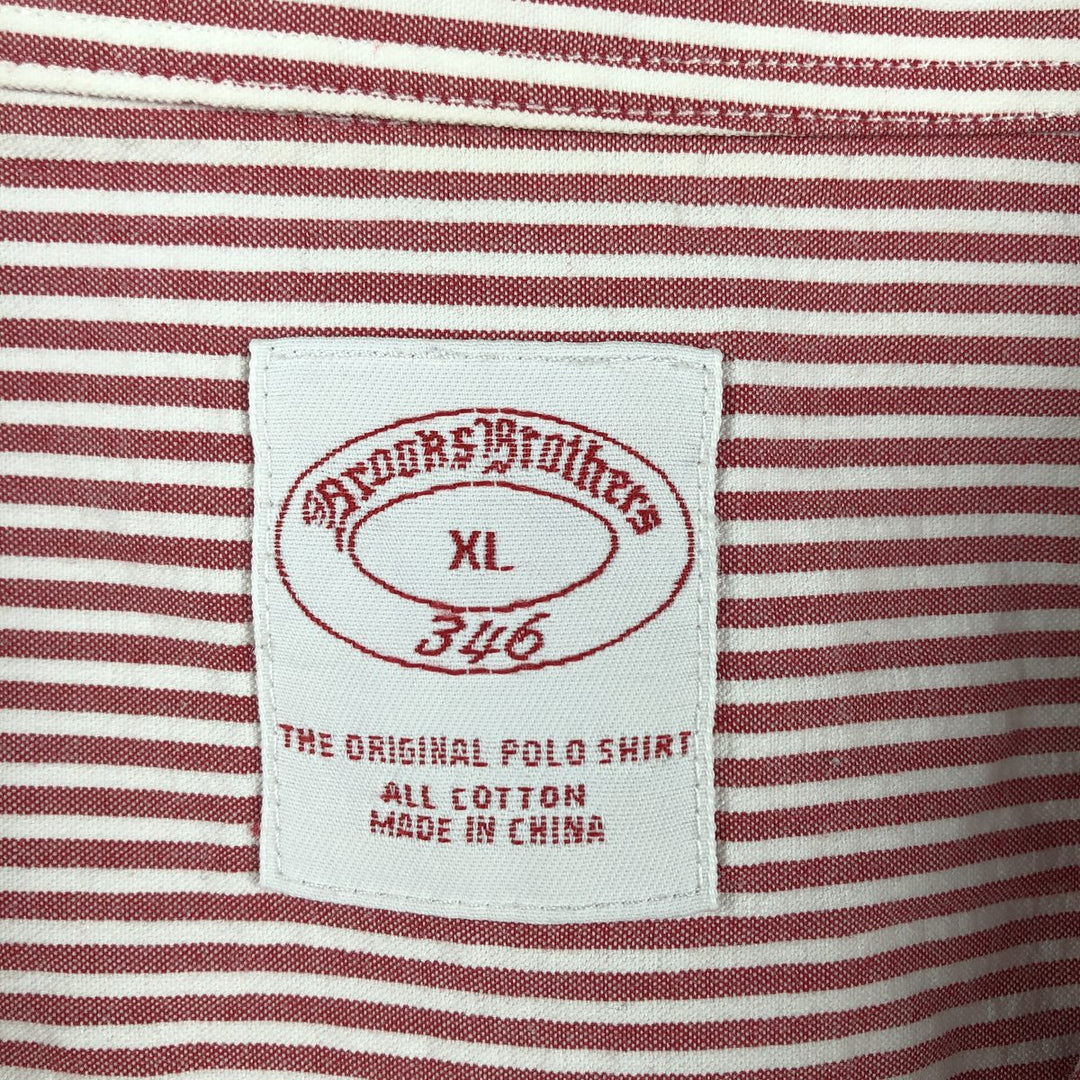 Brooks Brothers 346 Seersucker Short-Sleeve Button-Down Striped Shirt, Men's Size XL (approx.) cotton red type Vintage Second Hand
