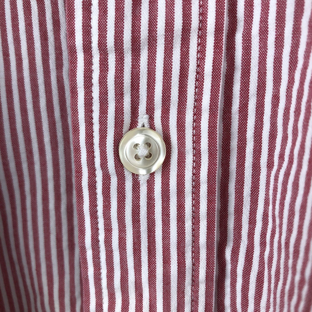 Brooks Brothers 346 Seersucker Short-Sleeve Button-Down Striped Shirt, Men's Size XL (approx.) cotton red type Vintage Second Hand