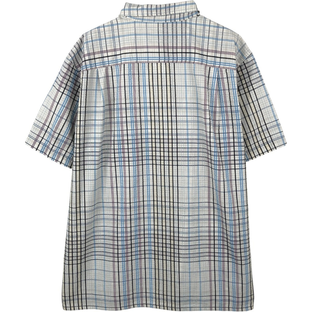 Patagonia 53004SP15 Packerwear Shirt, Check Pattern, Seersucker, Short Sleeve, Polyester Shirt, Boxy Shirt, Men's XL Equivalent polyester white type Vintage Second Hand