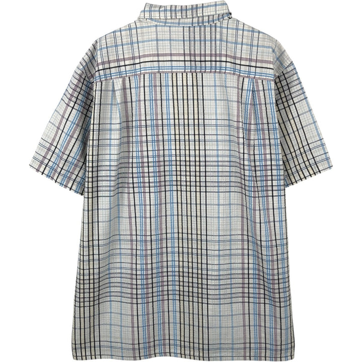 Patagonia 53004SP15 Packerwear Shirt, Check Pattern, Seersucker, Short Sleeve, Polyester Shirt, Boxy Shirt, Men's XL Equivalent polyester white type Vintage Second Hand